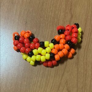 Red orange & yellow Kandi cuff bracelet